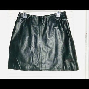 Moda International (VS) black leather mini skirt.
